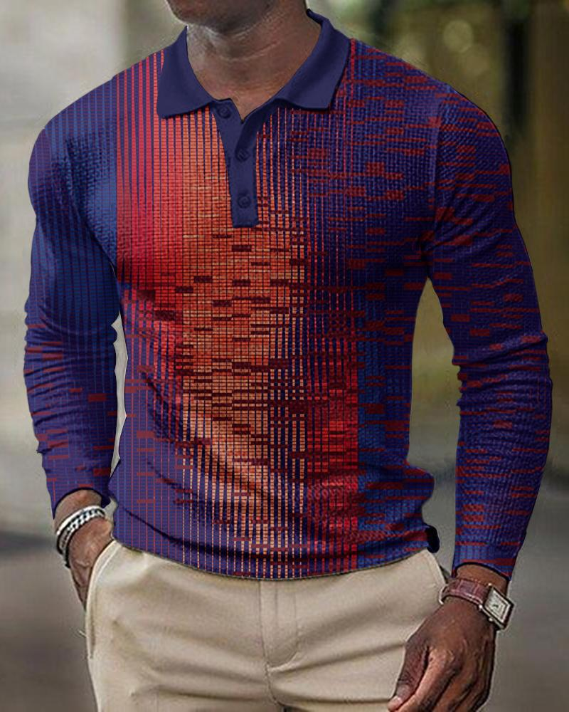 T-shirt da uomo a maniche lunghe con stampa digitale da uomo con risvolto di grandi dimensioni_voghion.com