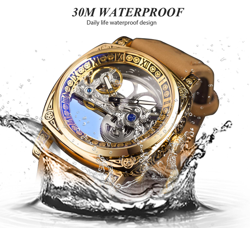 Holiday gift Retro carved nostalgia luxury automatic mechanical men's watch_voghion.com