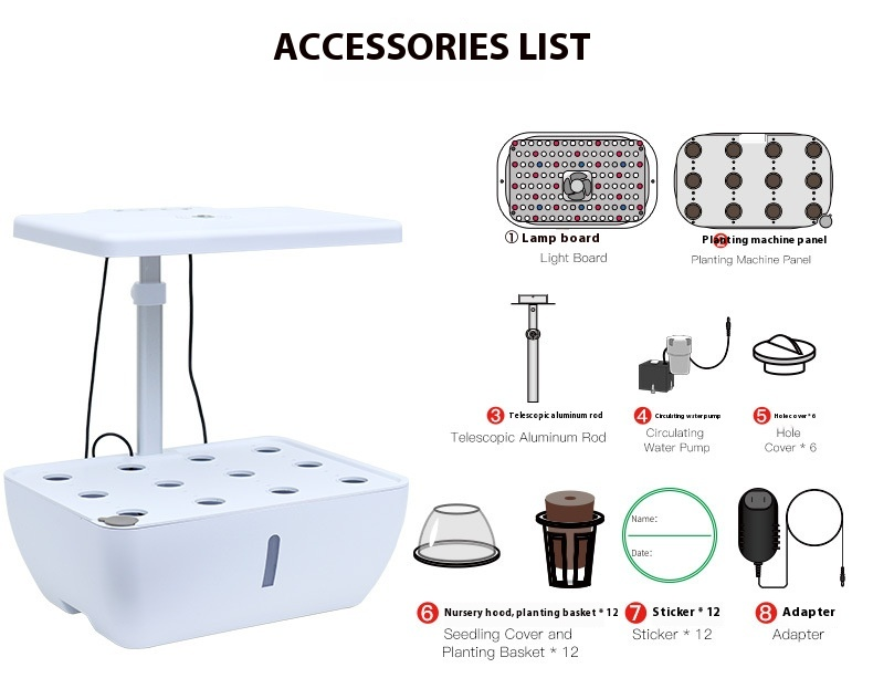 Máquina de plantio hidropônico inteligente com WIFI Equipamento hidropônico de vegetais domésticos Máquina de cultivo sem solo com luz de preenchimento doméstico_voghion.com