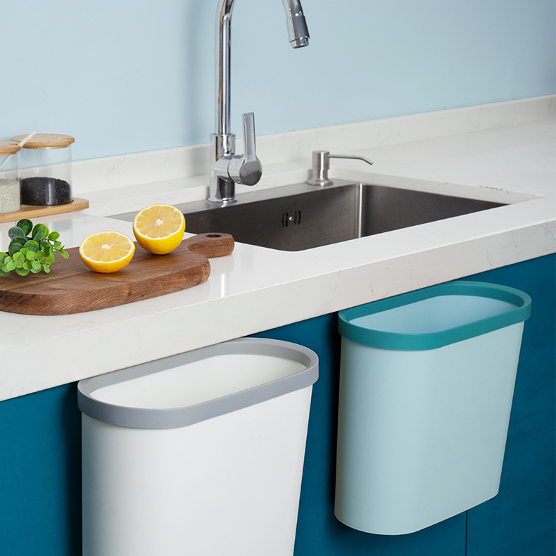 Waste Bins Hanging Trash Can Kitchen Cabinet Door Type Household Uncovered Plastic_voghion.com