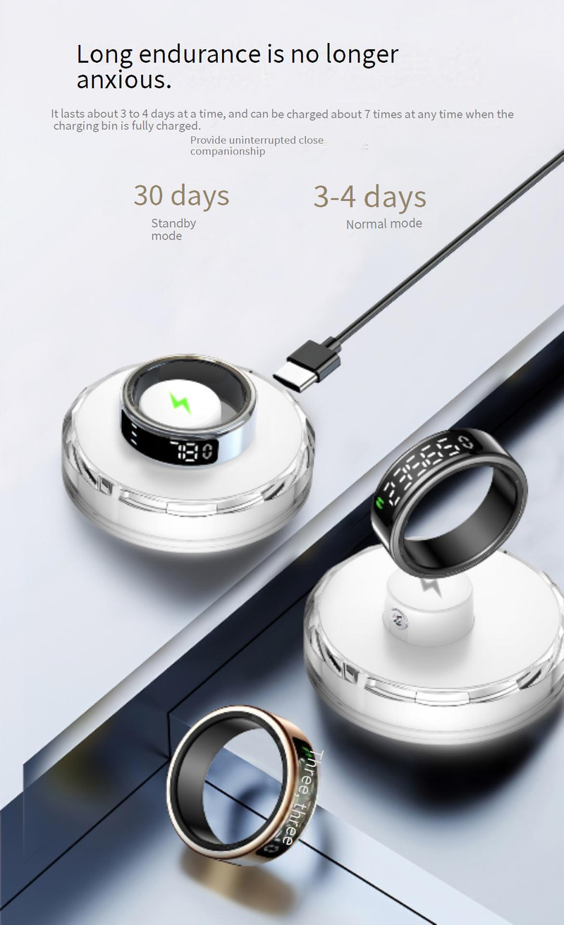Rings SY01 Smart Ring With Display Screen, Touch Charging Stand, Page Flipping, Photo Taking, Smart Ring, Heart Rate, Blood Oxygen, Sleep_voghion.com