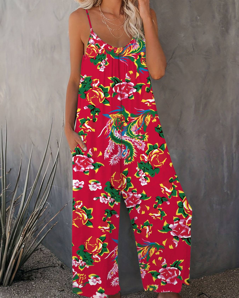 Damen-Overall mit Blumenmuster und Taschen – locker sitzender Sommer-Strampler, ärmelloser Freizeitoverall für Damen_voghion.com