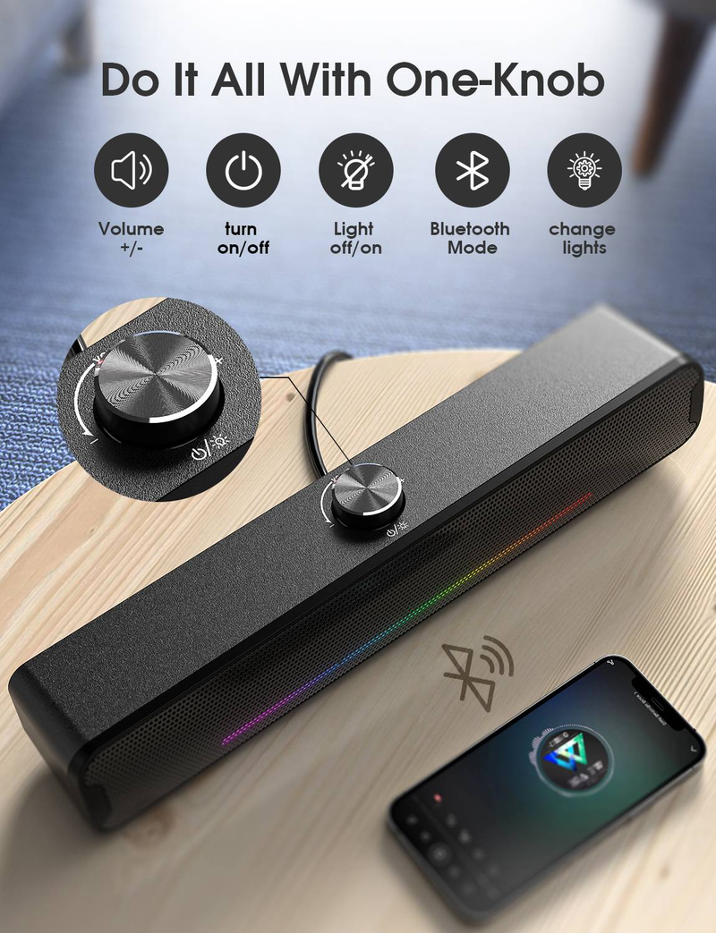 ONIKUMA L16 Bluetooth Wired Speaker RGB Black_voghion.com