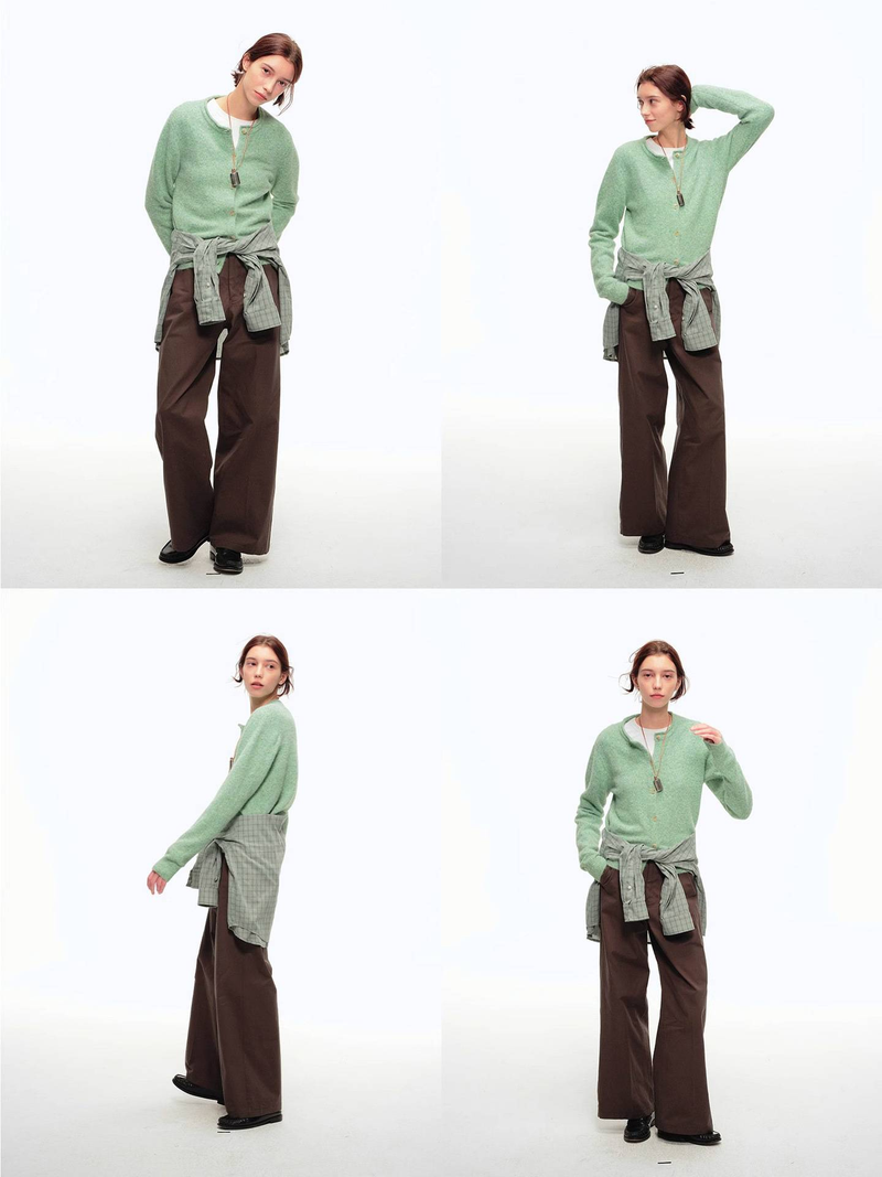 Vintage Round Neck Cardigan Sweater For Women - Lightweight Knit Open Front Coatigan In Soft Wool Blend, Spring Casual Outerwear_voghion.com