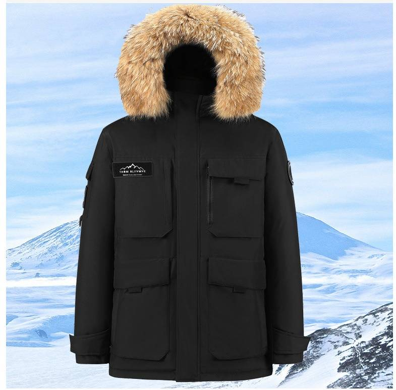 Giacca da uomo con cappuccio, colletto in pelliccia sintetica, tendenza, abbigliamento da lavoro, per attività all'aria aperta, stile militare, calda e versatile 205_voghion.com