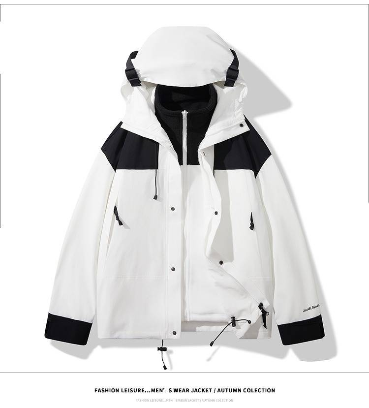 3-in-1-Wasserdichte Jacke mit individuellem Logo – Unisex-Wander-Windjacke (Weiß/Schwarz/Khaki/Braun/Blau/Pink, S-4XL)_voghion.com
