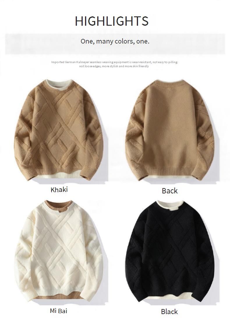 Maglione oversize alla moda da uomo – Pullover spesso a collo alto (morbido misto modal, vestibilità comoda, stile streetwear giovanile)_voghion.com
