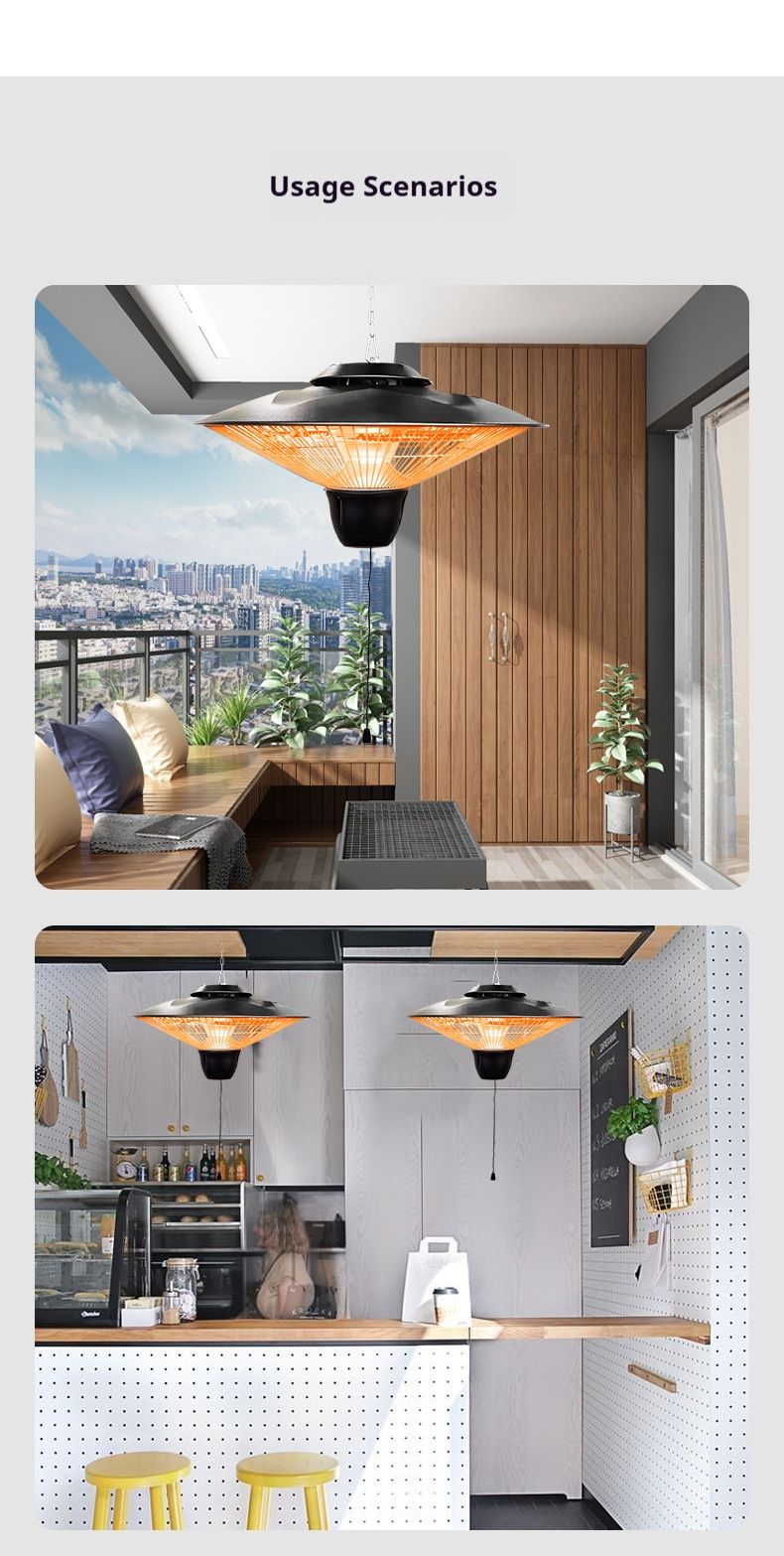 Wall-Mounted Carbon Fiber Outdoor Heater, 1500W Waterproof Patio Heater With 2-8H Timer, 3-Speed Adjustable, Overheat Protection, CE Certified_voghion.com