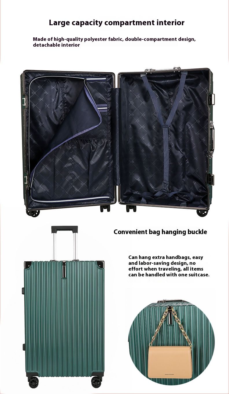 Valigia resistente con struttura in alluminio ABS+PC e ruote girevoli a 360° - Bagaglio da viaggio leggero e antigraffio per uomini e donne._voghion.com