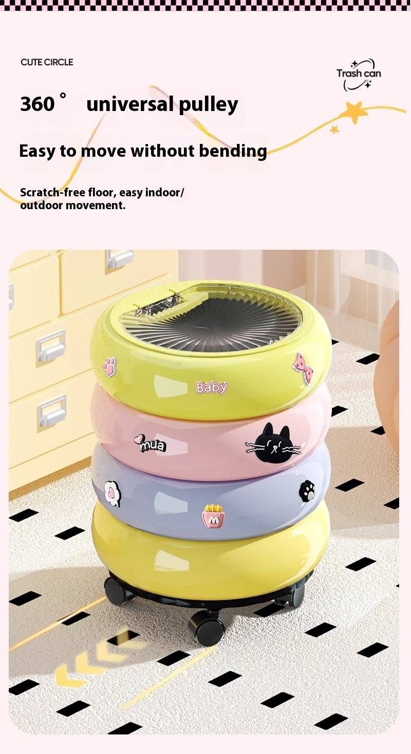 Modern Foot Pedal Trash Can – 12L Odor-Proof Kitchen & Home Waste Bin (Cream/Ice Cream Color, With/without Lid & Wheels)_voghion.com