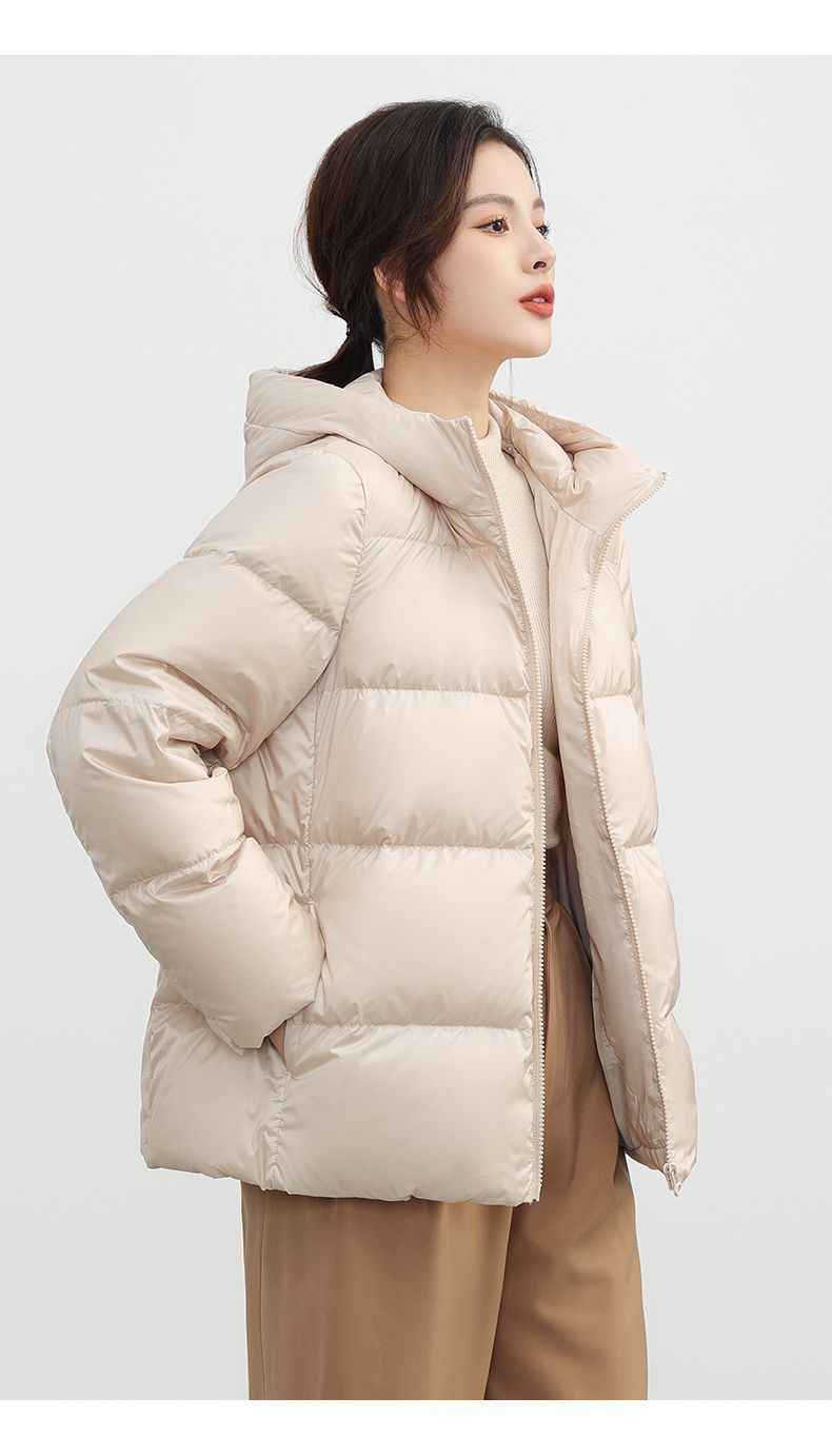 Trendy Cropped Puffer Jacket For Women – 86-90% White Duck Down, Oversized Hooded Design – Lightweight & Warm – M/XL/XXL_voghion.com