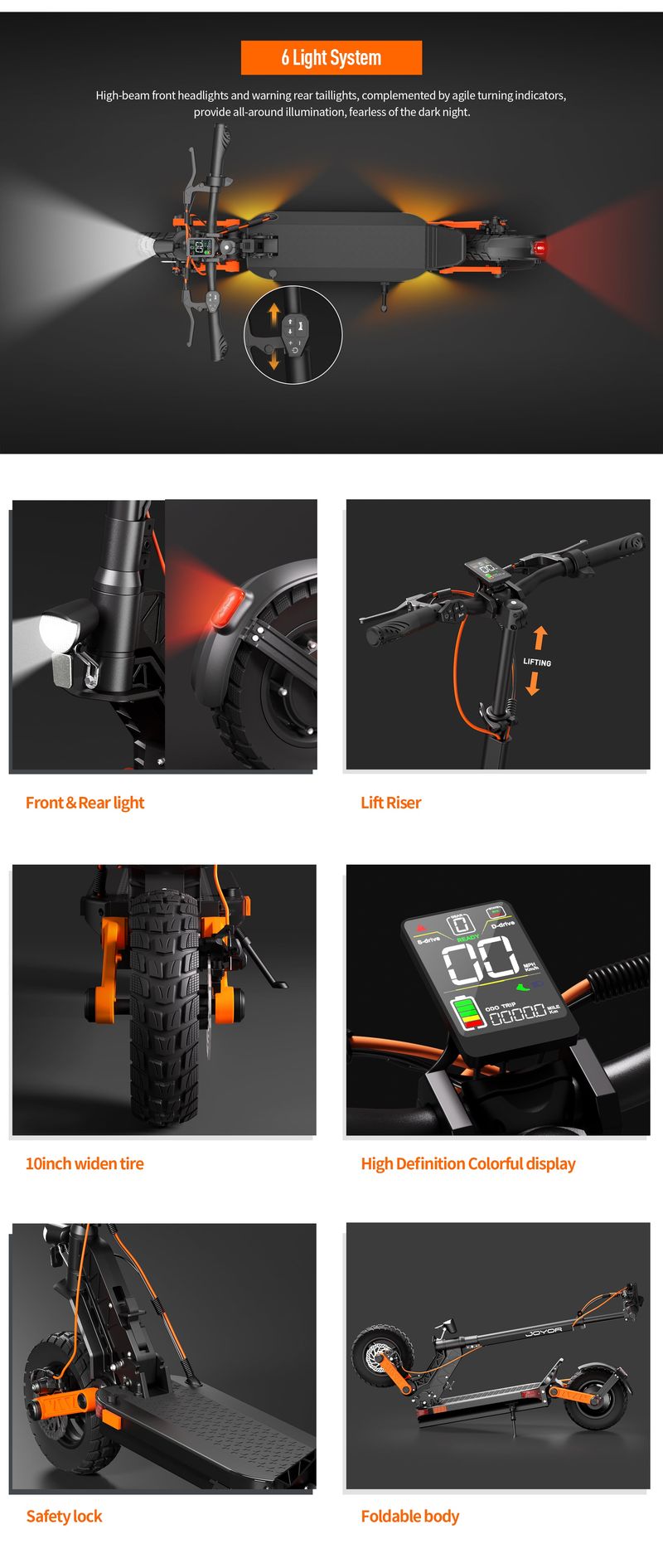 JOYOR S8 Electric Scooter 600W Motor 48V26AH Battery With Turn Signal E-Scooter Adult City Commuter Fold Travel Scooter 10 Inch_voghion.com