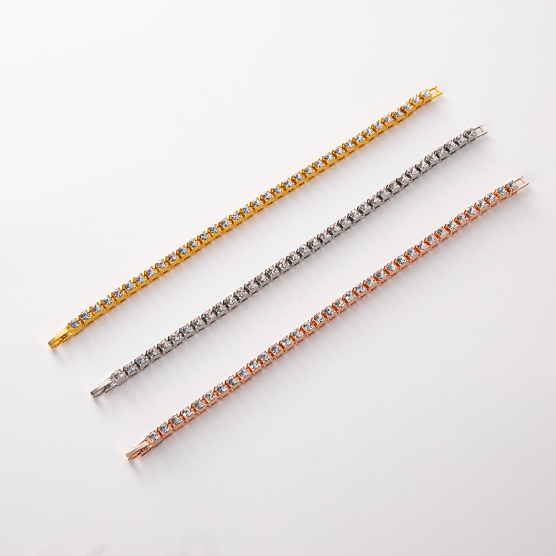 Modische Tenniskette im minimalistischen Stil mit 5 mm Strasssteinen, Fußketten aus Gold und Silber für Herren und Damen_voghion.com