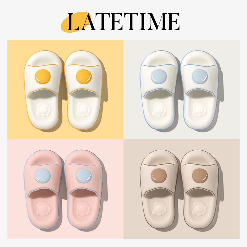 Nuove pantofole a forma di uovo da donna estive che calpestano la merda suola morbida fondo spesso 4 cm casa bagno coppia pantofole fresche da uomo_voghion.com