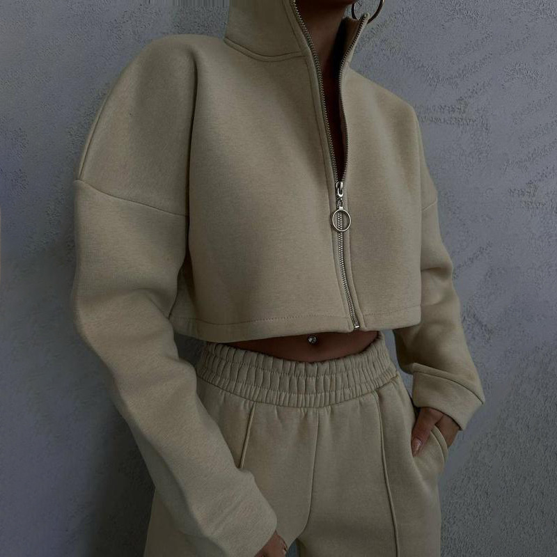 2025 Spring And Autumn New Women's Solid Color Round Neck Pullover Sleeve Sweatshirt Fashion Casual Long Pants Set_voghion.com