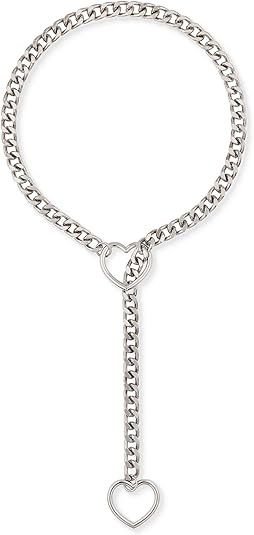Collana con catena cubana punk fatta a mano in acciaio inossidabile con anello a forma di Y in stile lusso largo_voghion.com