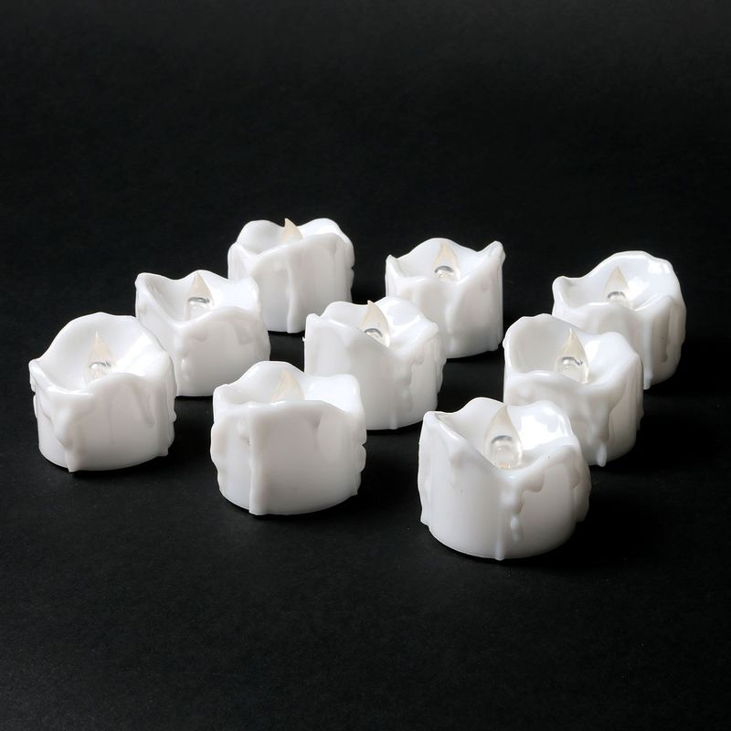 Bougies LED télécommandées – Effet scintillant et goutte d'eau pour anniversaires, mariages, Halloween et Noël (blanc chaud/froid/jaune, lot de 6)_voghion.com
