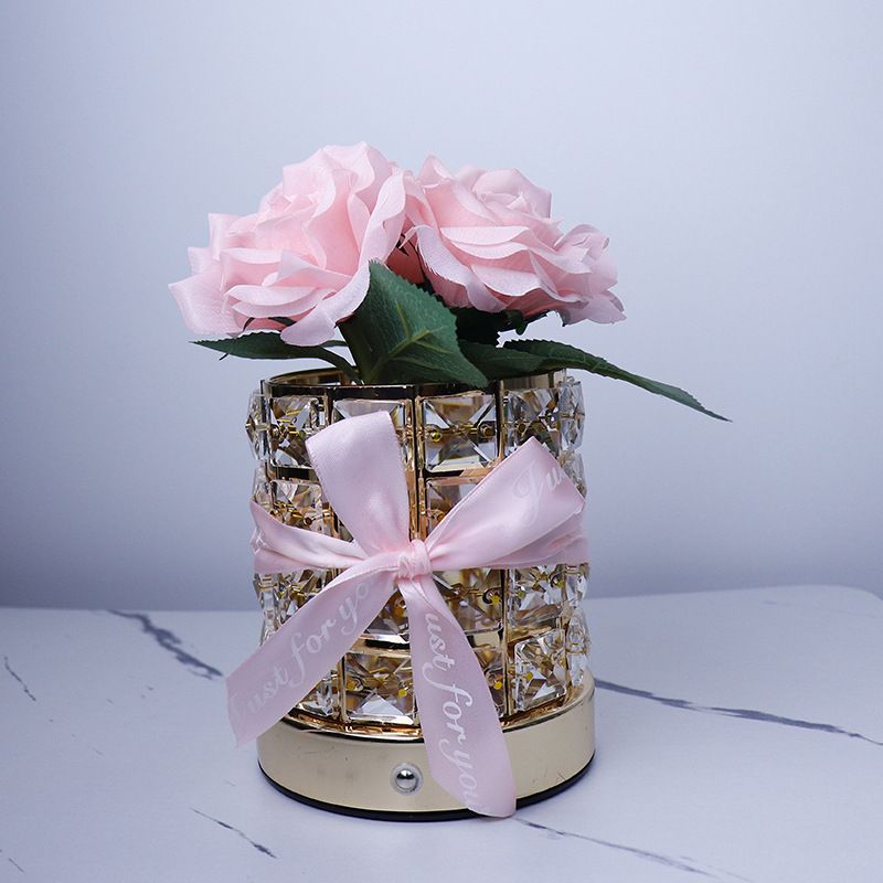 Nueva lámpara de ambiente de escritorio de cristal rosa, decoración de dormitorio, luz de cama, luz de noche, regalo de cumpleaños, decoración de ramo_voghion.com