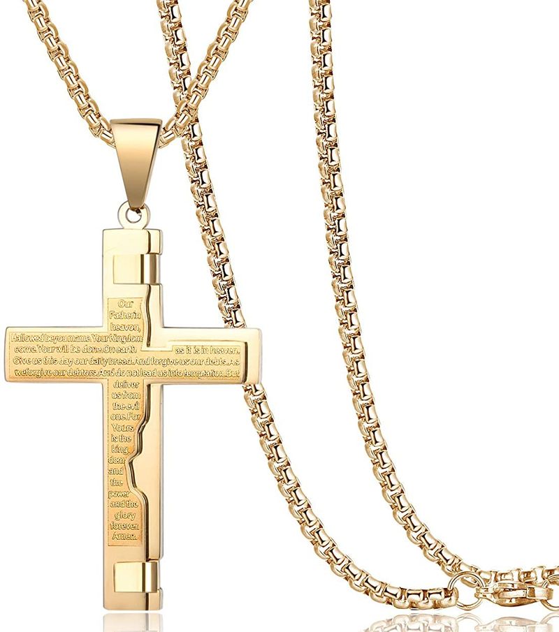 Unisex Titanium Cross Stainless Steel Necklace In Minimalist Style_voghion.com