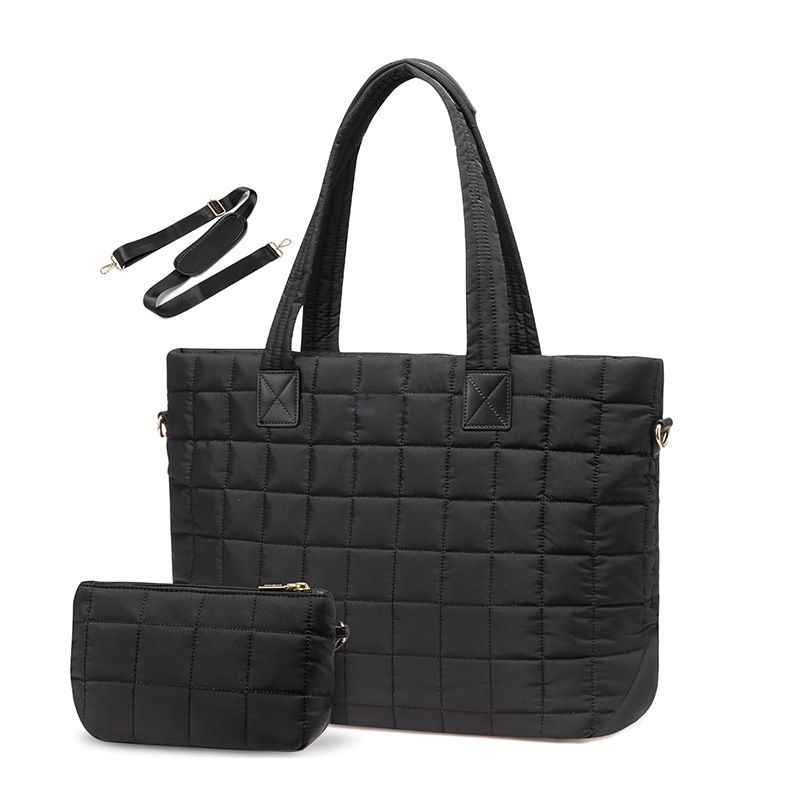 Bolsa feminina para laptop, bolsa acolchoada com zíper, bolsa de trabalho fofa_voghion.com