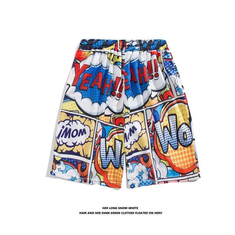 Men's Flower Shorts Quick-Drying Thin Style Printed Hawaiian Cartoon Trend Handsome Five-Point Beach Pants _voghion.com