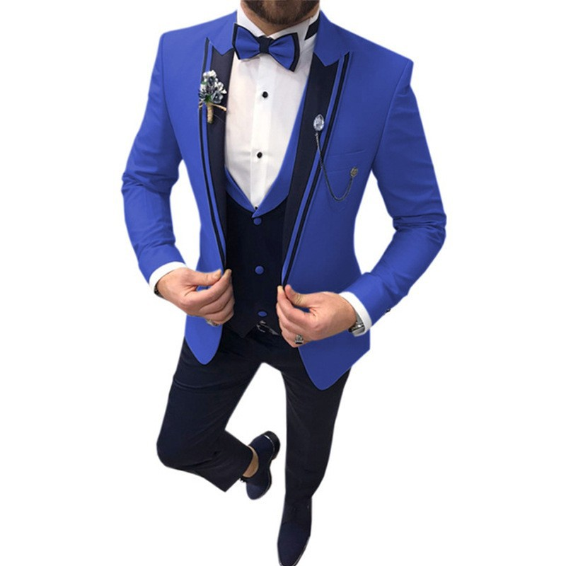 2024 Großer Business Casual Anzug Dreiteiliges Set für Bräutigam und Trauzeugen Hochzeitsbankett_voghion.com