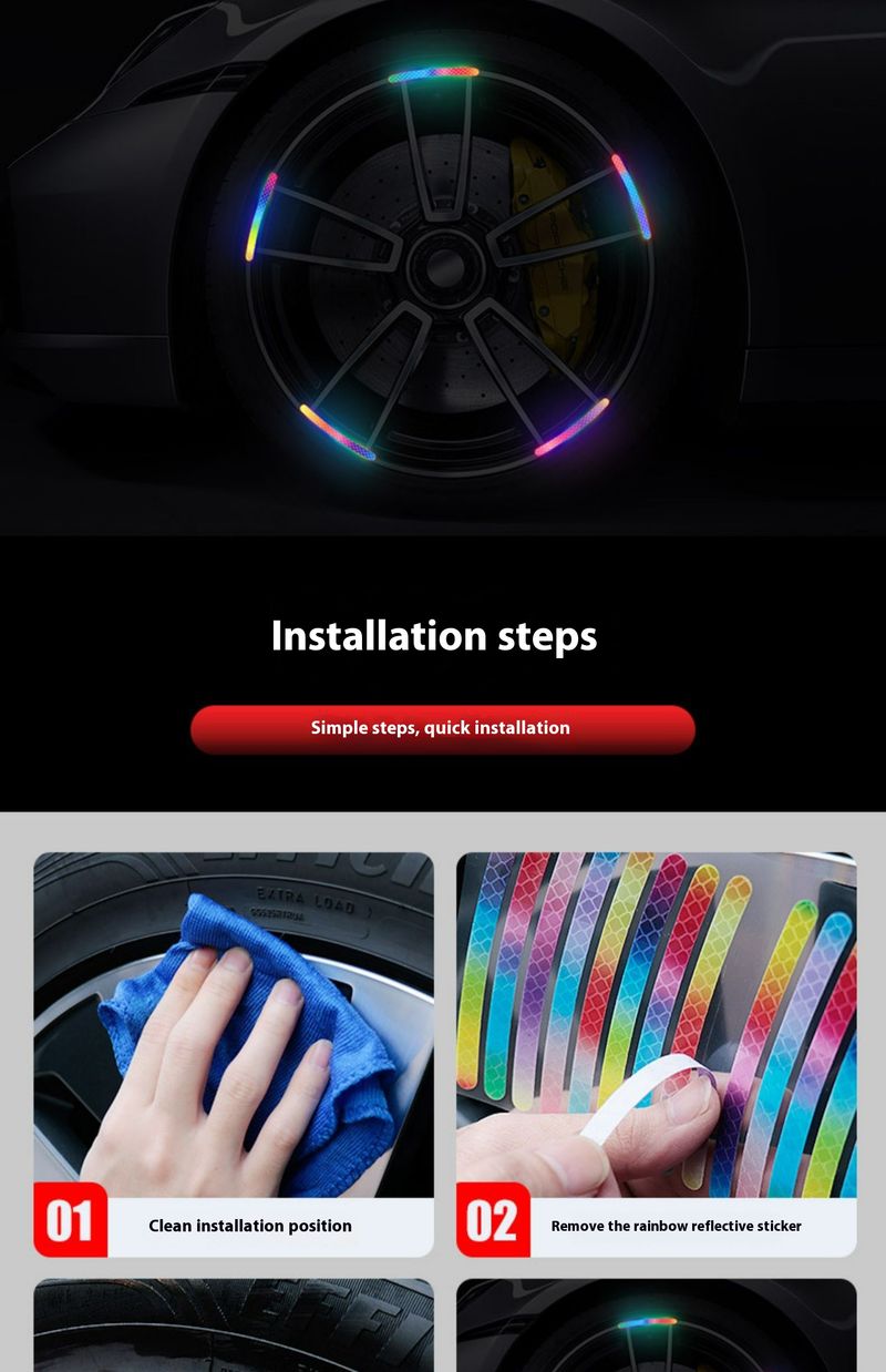 Autocolant reflectorizant colorat pentru butucul roții, autocolant reflectorizant universal pentru biciclete electrice, bandă reflectorizantă autoadezivă_voghion.com