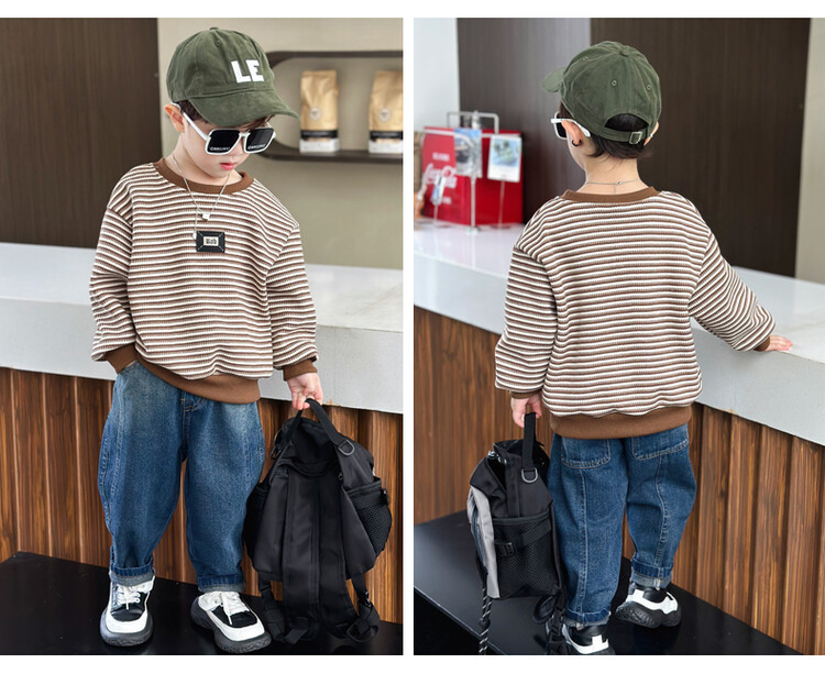 Streifen 2023 Frühling und Herbst Neue Kinder Hübsche Casual Zwei Stück Set für Jungen mit Western Stil Lange_voghion.com