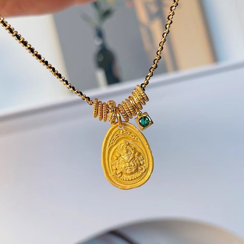 Collana con ciondolo rotondo in stile cinese con metodo antico Autunno/inverno 2024 Nuovo stile, leggero, lussuoso, versatile, a catena_voghion.com