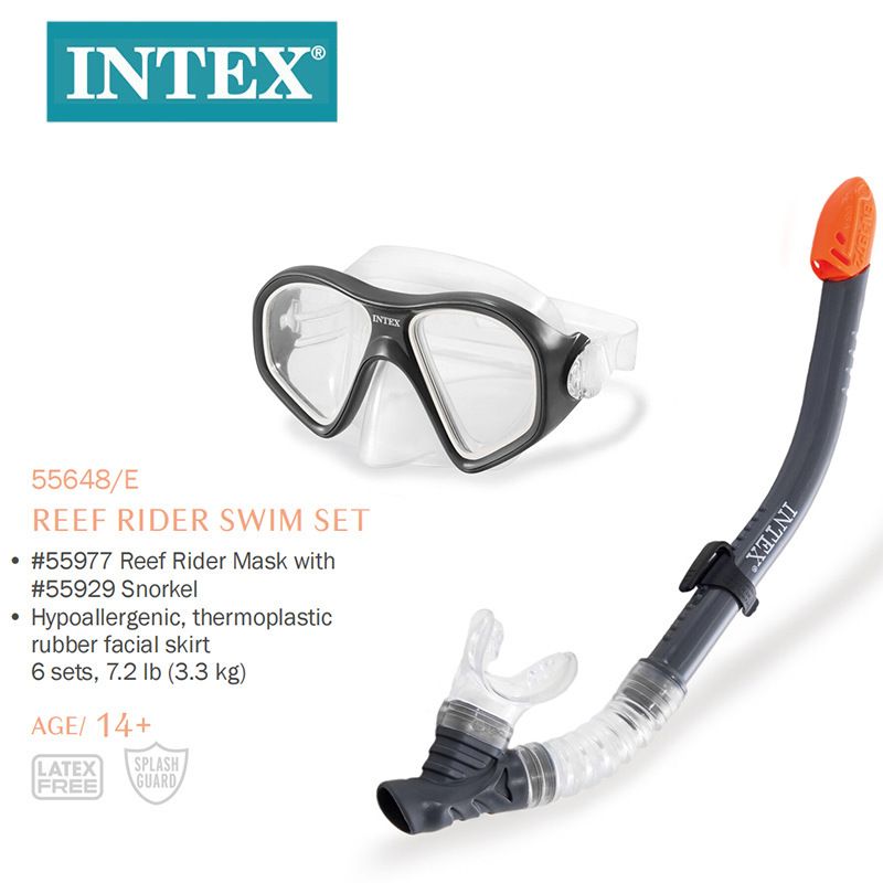 Intex 55648 Reef Knight Swimming Series Snorkeling Set Waterproof Goggles With Snorkel_voghion.com