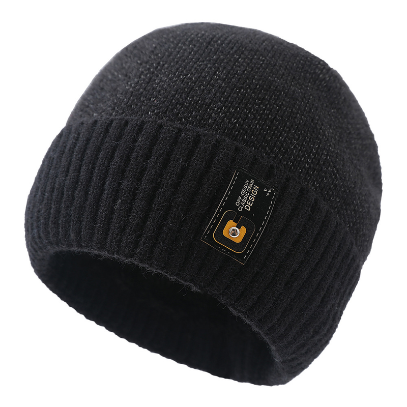 Winter hat plush knit hat autumn and winter wool hat winter hat letter label melon skin hat_voghion.com