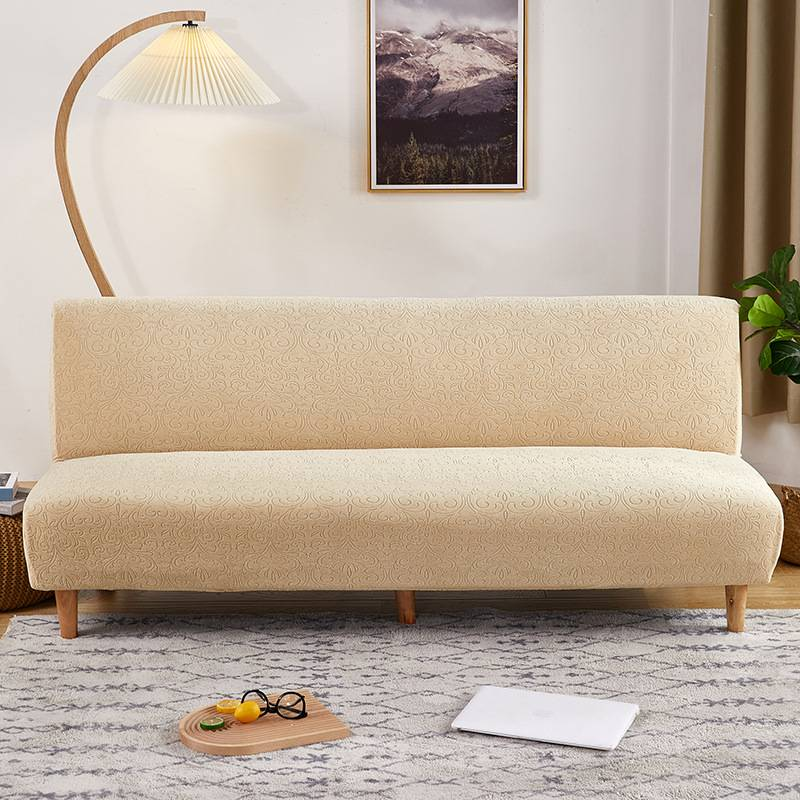 Pletený žakárový potah na pohovku bez područek, elastický univerzální potah na pohovku bez područek, kryt na prach_voghion.com