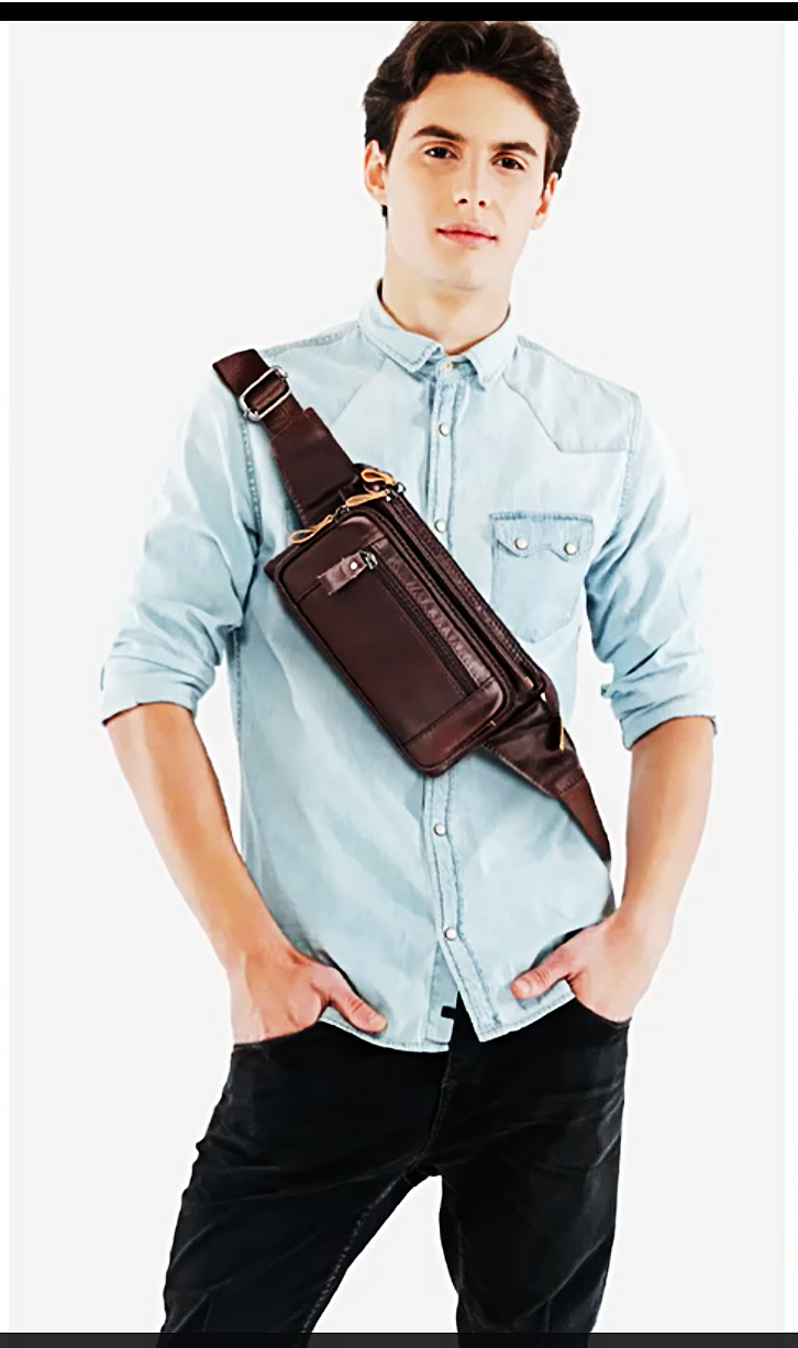 Designer Mode Persönlichkeit Trend Leder Herren Hüfttasche Oberschicht Rindsleder Multifunktionale Brusttasche Retro Umhängetasche Herrentasche Explosion_voghion.com