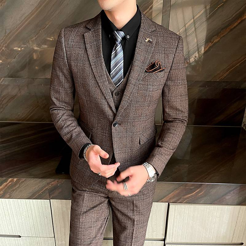 Nuovo abito casual primaverile da uomo, set di tre pezzi snellente in stile coreano, abito piccolo, abito formale_voghion.com