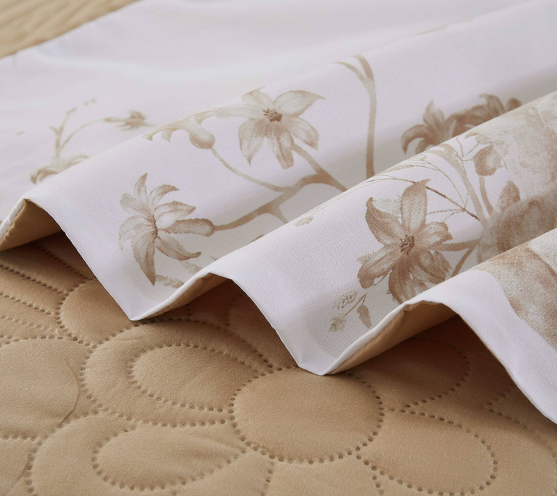 CG20 Blumenset, geeignet für Schlafzimmer und Wohnzimmer (1 * Tagesdecke + 2 * Kissenbezüge, kein Bettdeckenkern oder Kissenkern)_voghion.com