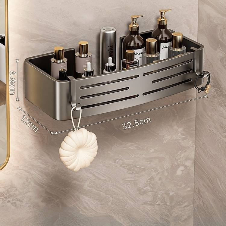 Platzsparendes Badezimmer-Eckregal mit starken Saugnäpfen – rostfreie Aluminiumlegierung, Wand-Organizer für Dusche, Toilettenartikel und Kosmetik_voghion.com