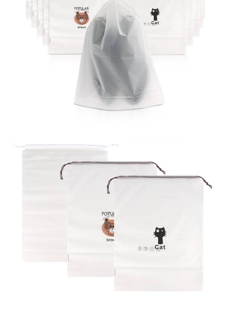 Borse portascarpe con coulisse – Organizer riutilizzabile antipolvere in tessuto non tessuto per scarpe e accessori (trasparenti/a forma di gatto/orso)_voghion.com