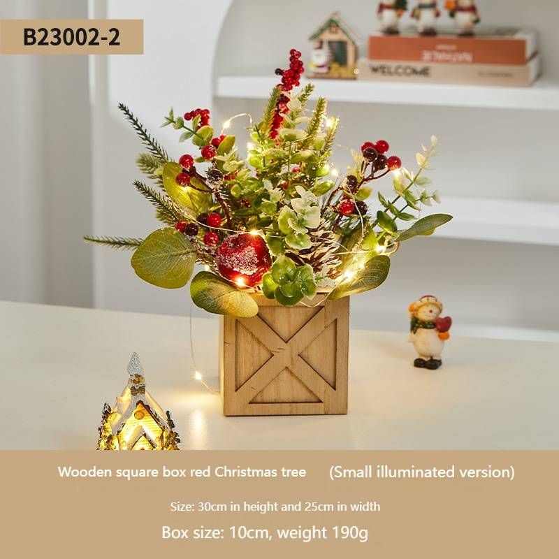 Mini albero di Natale rosso con luci – Decorazione natalizia da tavolo in legno per casa, ufficio e decorazioni festive (diverse dimensioni e opzioni di illuminazione)_voghion.com