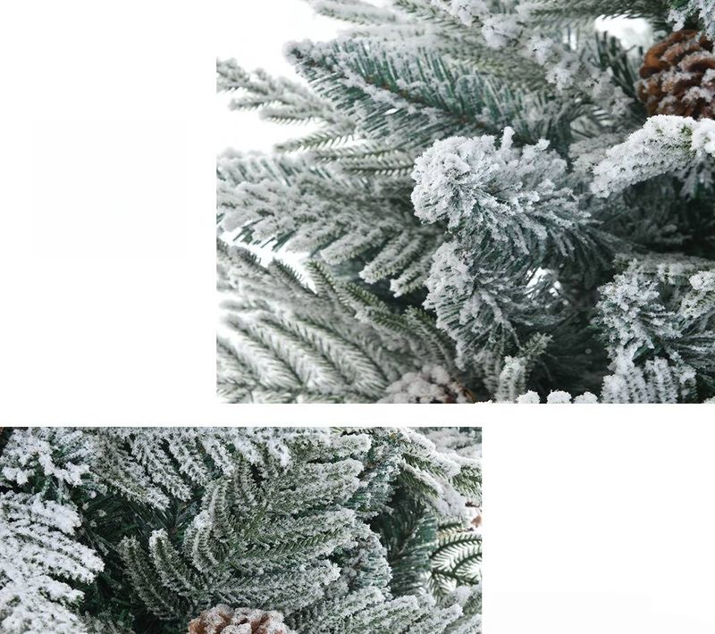 PE & PVC Christmas Tree With Snow Flocking – Realistic Frosted Branches, 500-900 Tips (90cm-240cm) – Premium Holiday Decor For Home, Office & Retail_voghion.com