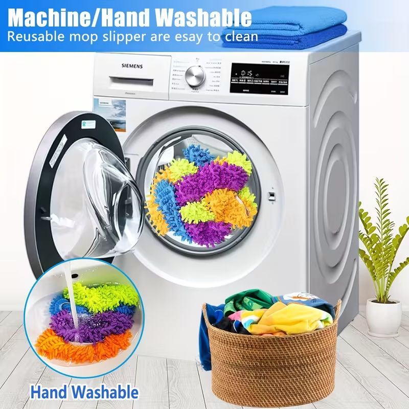 Copriscarpe per la pulizia pigra, scarpe da casa in fibra ultrafine, calzini lavabili e riutilizzabili, strumenti per la pulizia di pavimenti e auto, copri mocio di ricambio per la casa_voghion.com