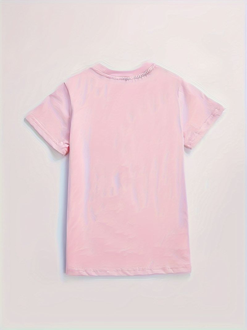 Kisgyermek lány ruházat Apák napi témájú mintás nyomtatás rövid ujjú alkalmi kerek nyakú póló_voghion.com