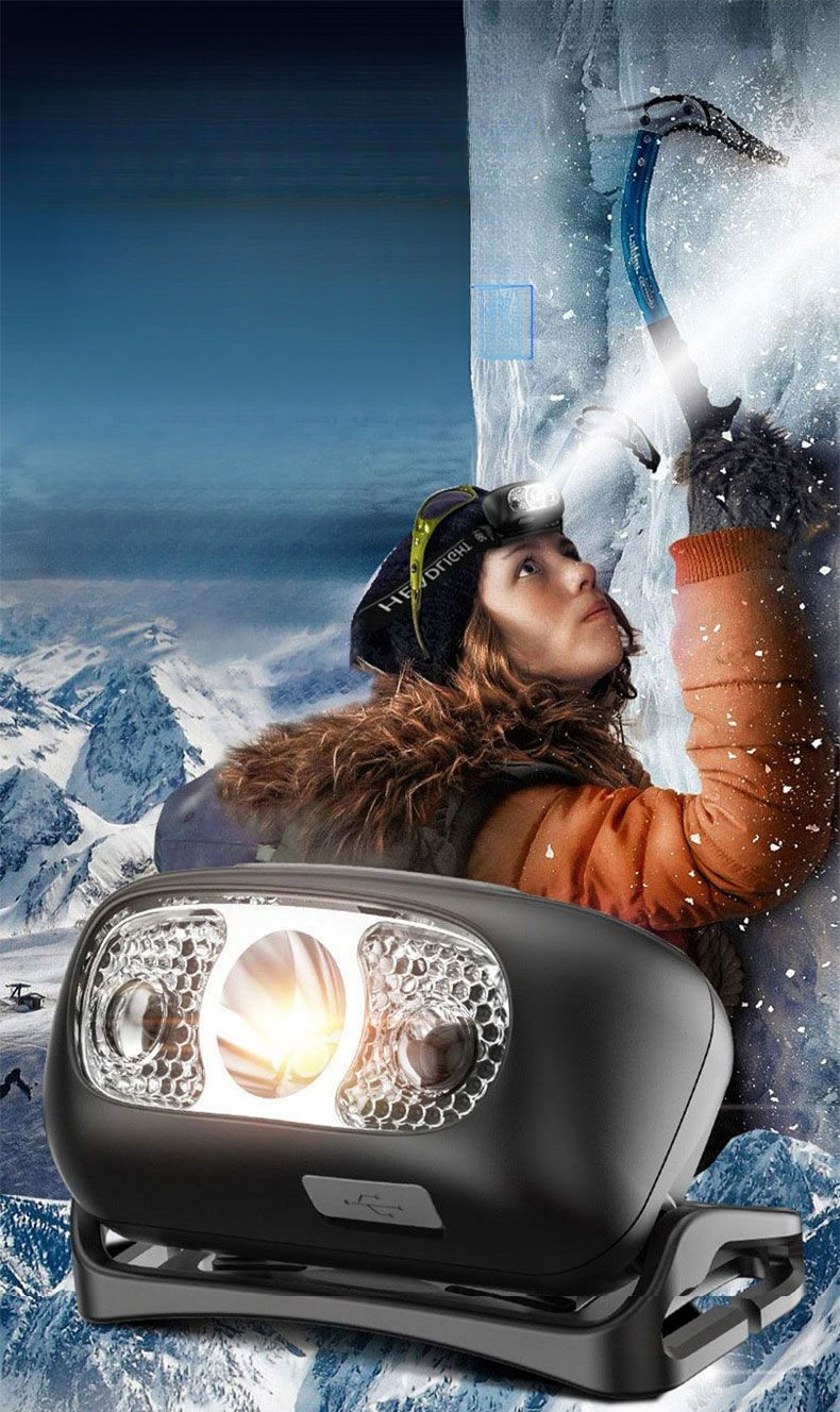 Suer Bright Sensor Testa-montata Luce Forte Ricaricabile Pesca Notturna Speciale Ultra-Leggero Portatile Impermeabile_voghion.com