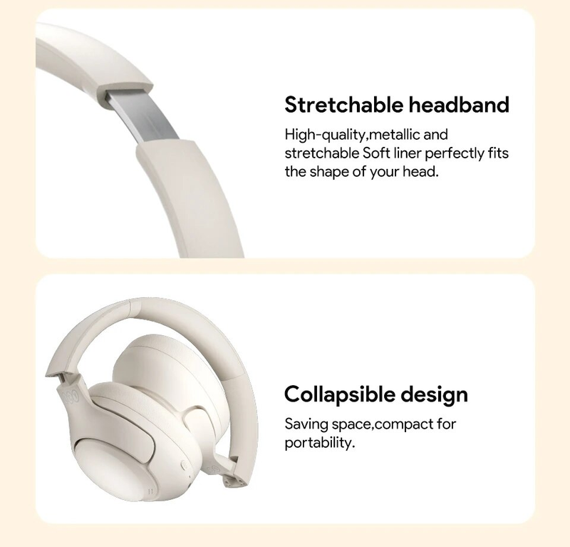 QCY H3 ANC Wireless Headphones Bluetooth 5.4 Hi-Res Audio Over Ear Headset 43dB Hybrid Active Noise Cancellation_voghion.com