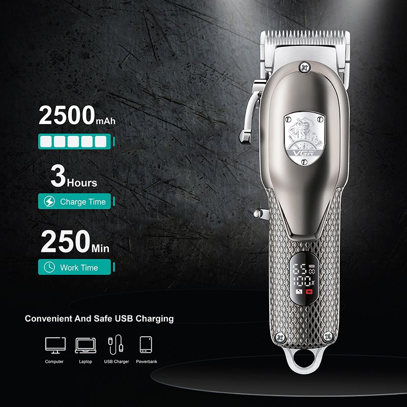 T Professional Hair Trimmer Display LED με ρυθμιζόμενη φόρτιση IPX7 για άνδρες Beard Steel ηλεκτρική μηχανή κοπής προσώπου Κουρέας_voghion.com