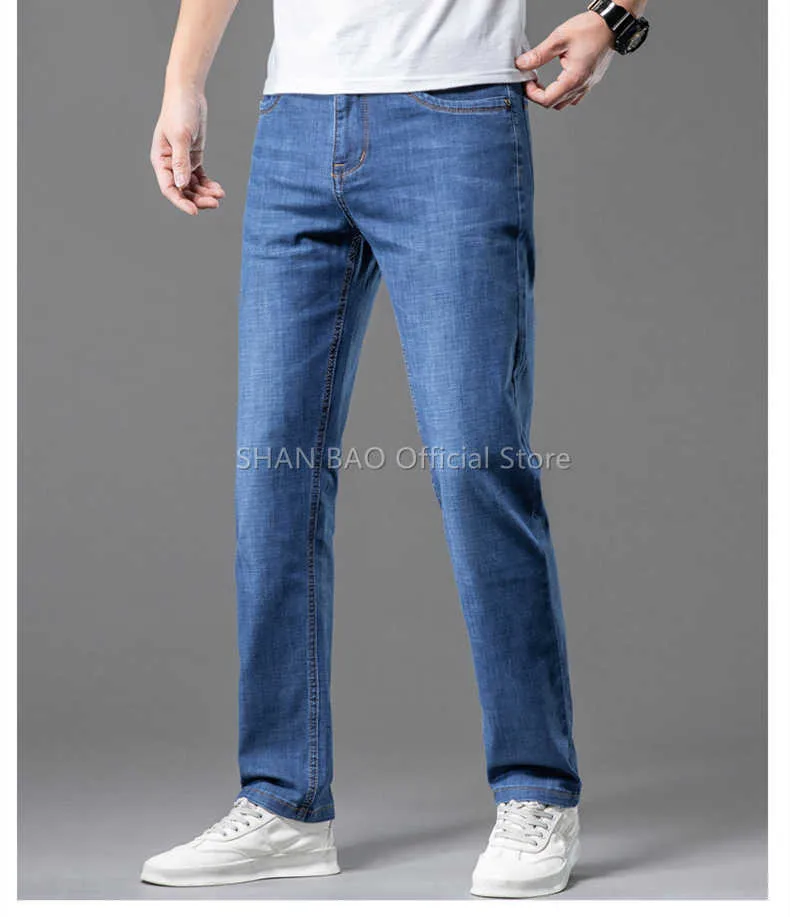 SHAN BAO Jeans dritti larghi e leggeri elasticizzati 22 Jeans in denim sottile da uomo casual stile classico estivo_voghion.com
