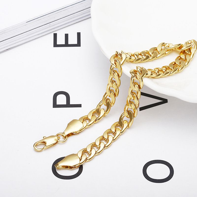 Neuer Stil Personalisierte kubanische geprägte Mode Einfache Gold geflochtene Kette Paar Armbänder_voghion.com