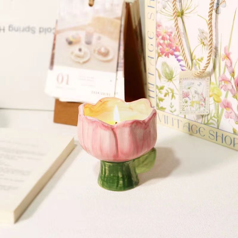 Candela profumata al tulipano, a lunga durata, per la stanza del migliore amico, per il compleanno, per la camera da letto, per ragazze, confezione regalo pratica_voghion.com