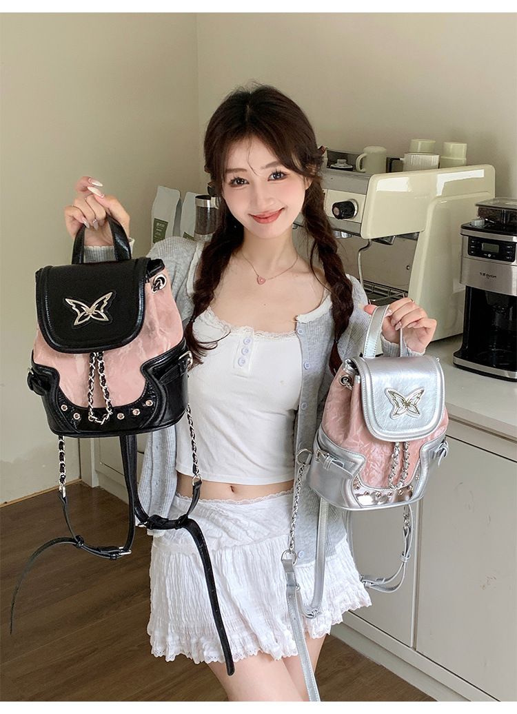 Light Spicy Girl Commuter Fashion Luxury Korean Shoulders Backpack 2025 West Cool Thousand Days New_voghion.com