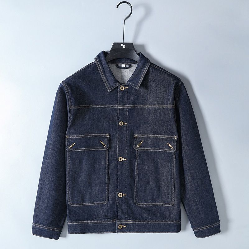 Hochwertige große Herren-Jeansjacke für Frühling und Herbst, neue Anti-Fading-Jeansjacke für Herren, lockere, elastische Reversjacke_voghion.com