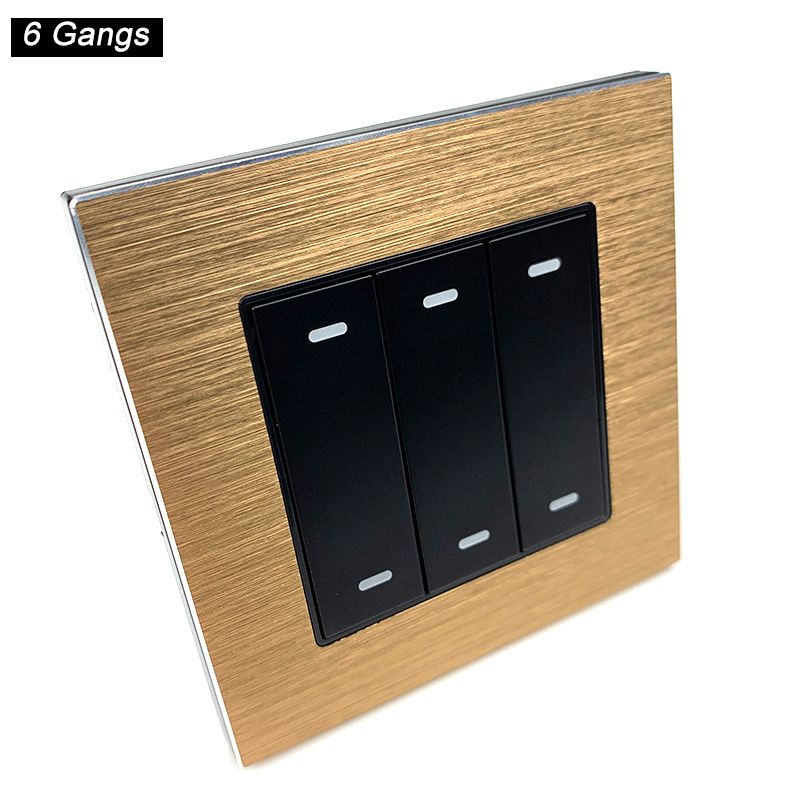 Kincony 6 Gang 86 EU Wall Toggle Self Reset Switch Push Button Momentary Contact for DIY Smart Home Automation Module_voghion.com